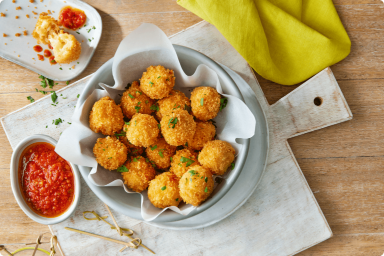 Mac ‘n Cheese Balls with Spicy Tomato Sauce IGA Recipes