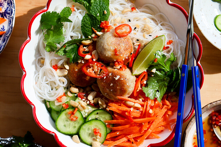 IGA x Made by Mandy Vietnamese Chicken Meatball Noodle Salad