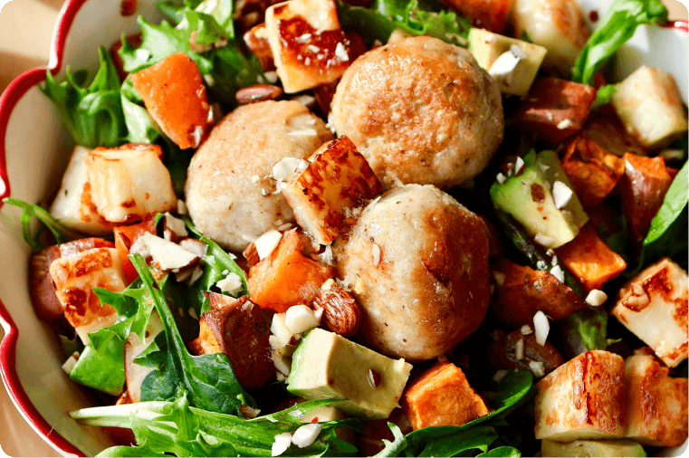 IGA x Made By Mandy Hot Honey Chicken Meatball Salad