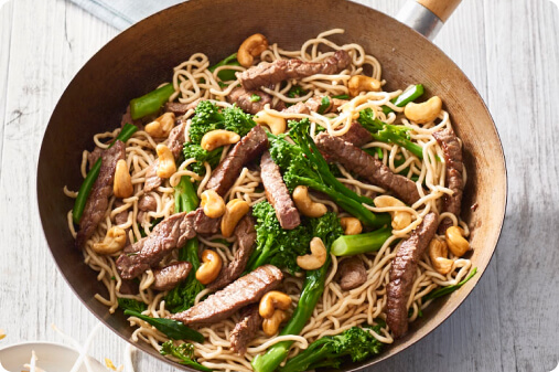 Chang’s Beef, Broccolini & Cashew Noodles